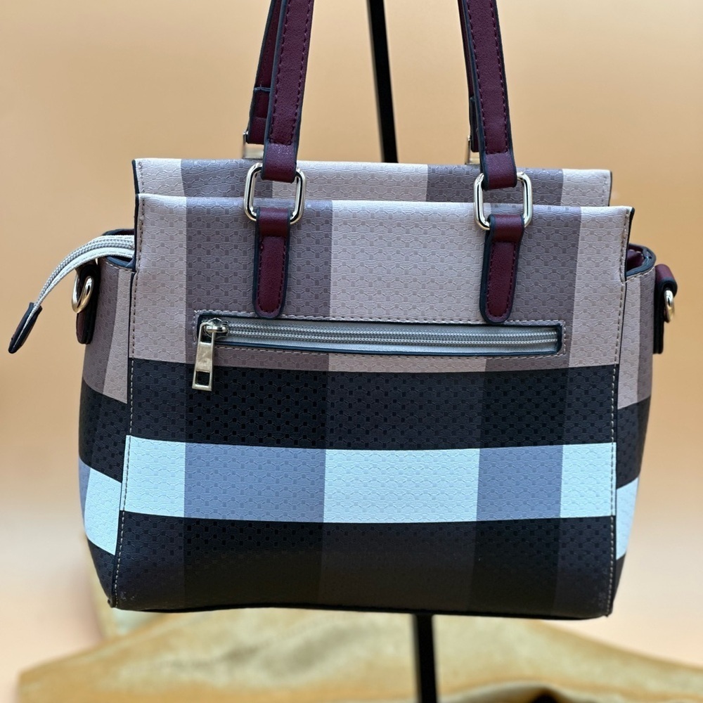 COPY - Unbranded Double Handle Shoulder Bag Black Cream Tan Polyurethane